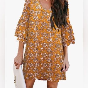 Summer V Neck Bell Sleeve Dress